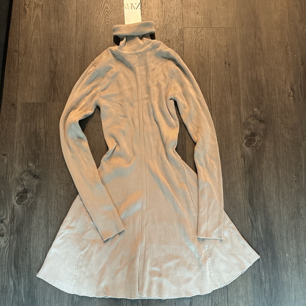 Brand new with tags Zara nude sweater dress form fitting with mock neck detail
